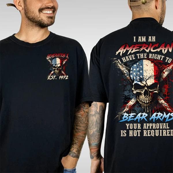 I Am an American Generation X T-Shirt – Gen X Bold Graphic Tee, Unisex 100% Cotton Patriotic Shirt