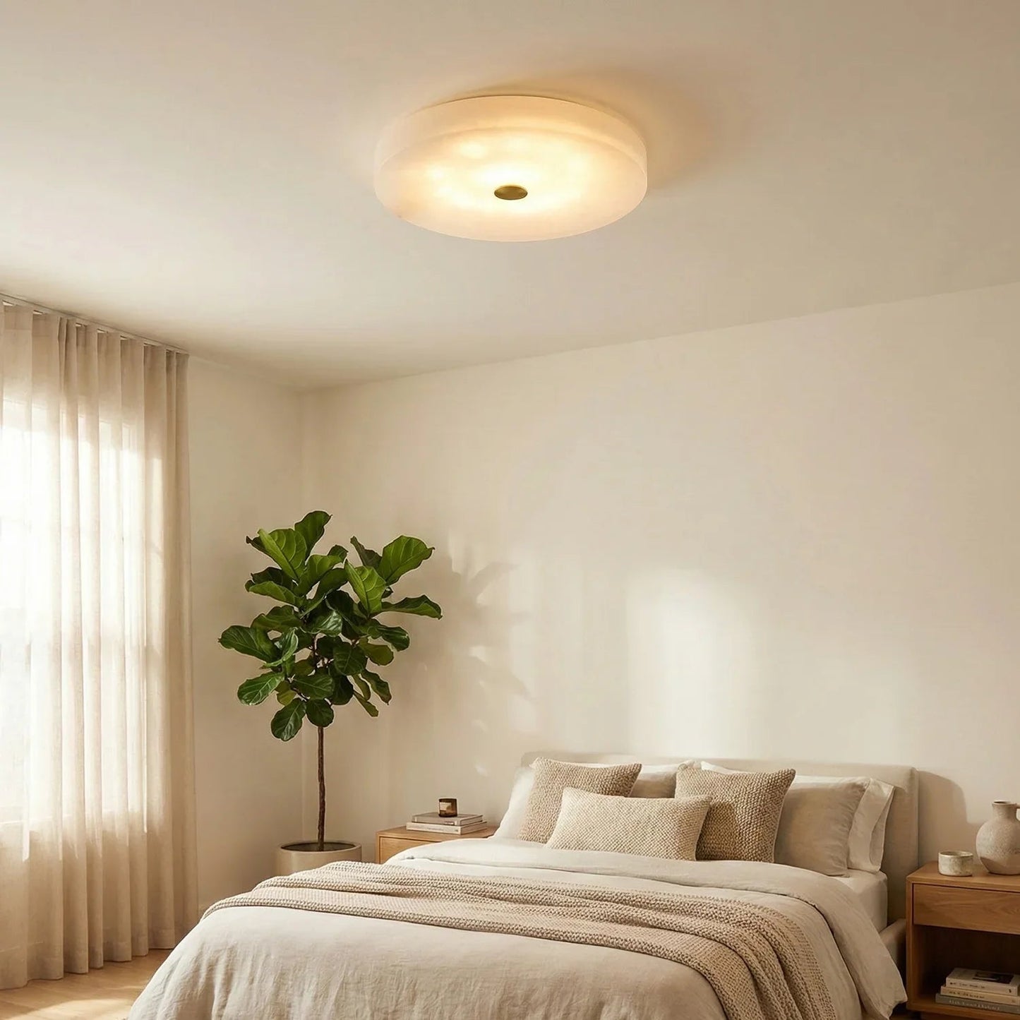 Disc Shaped Sophie Alabaster Ceiling Lamp