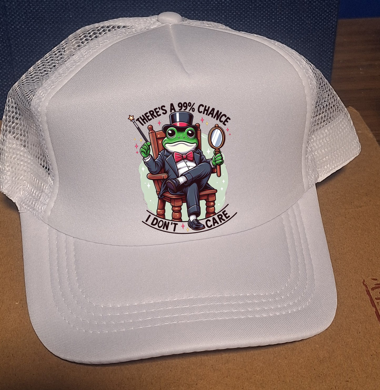 Adjustable Trucker Baseball Hat Cap Theres a 99% Chance I Dont Care Frog