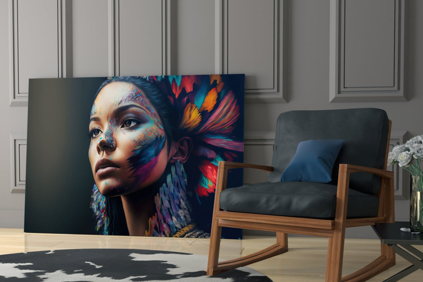 Girl with a Tattoo Glass Wall Art  || Designer Collection
