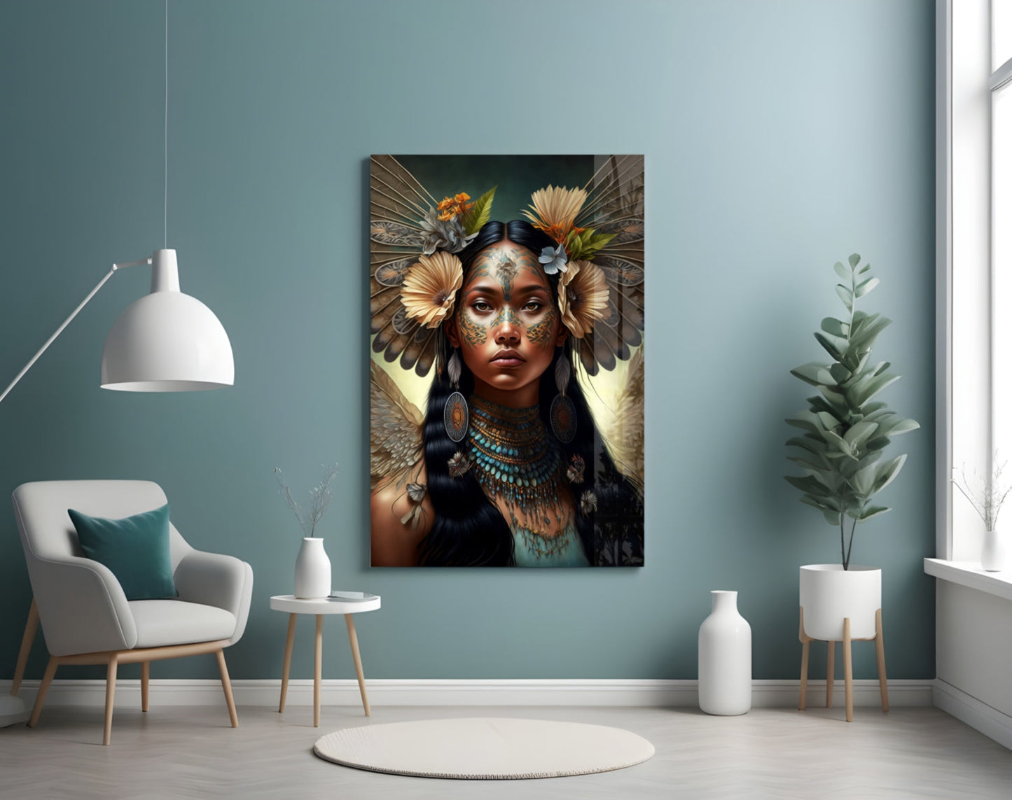 Princess of Flowers Glass Wall Art  || Designer Collection