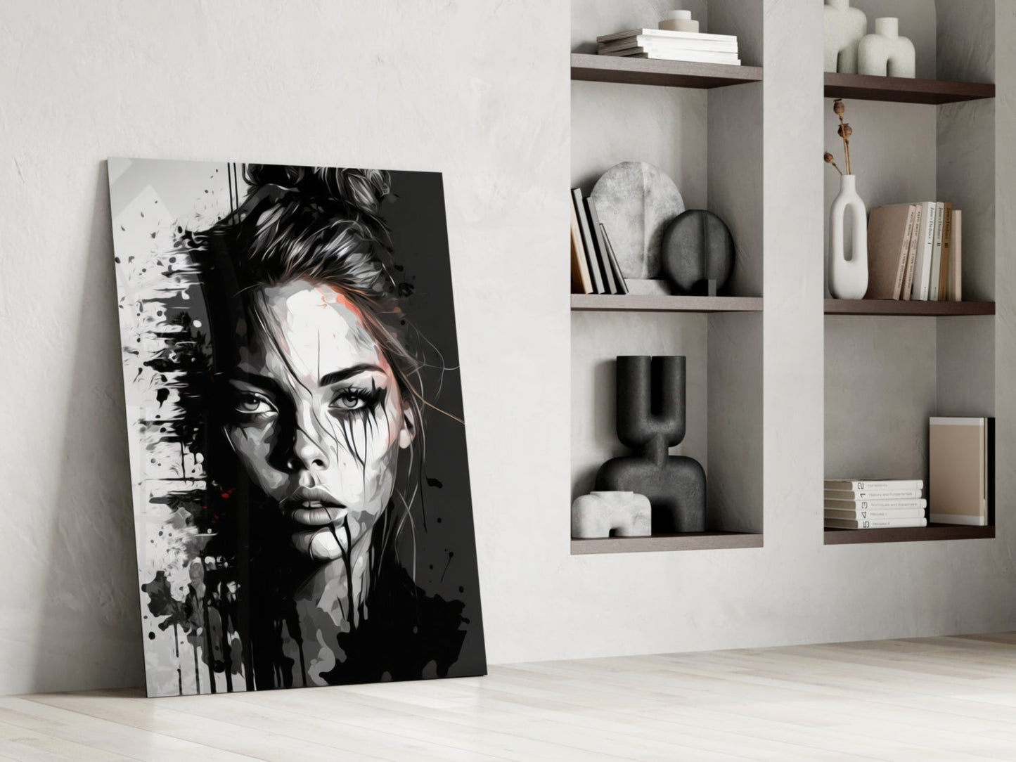 Scribbled Beauty Glass Wall Art  || Designer Collection