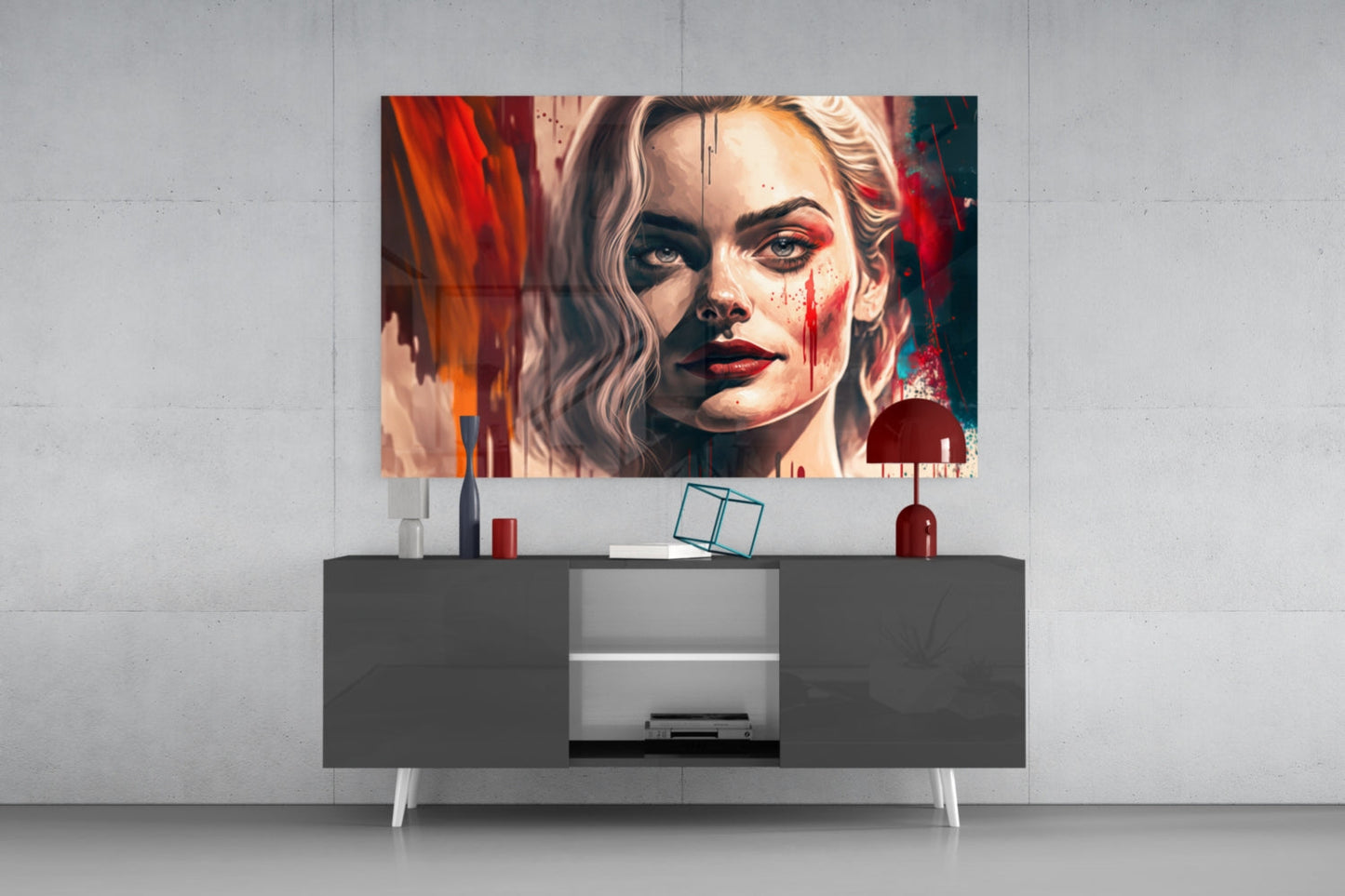 Harley Quinn Glass Wall Art  || Designer Collection