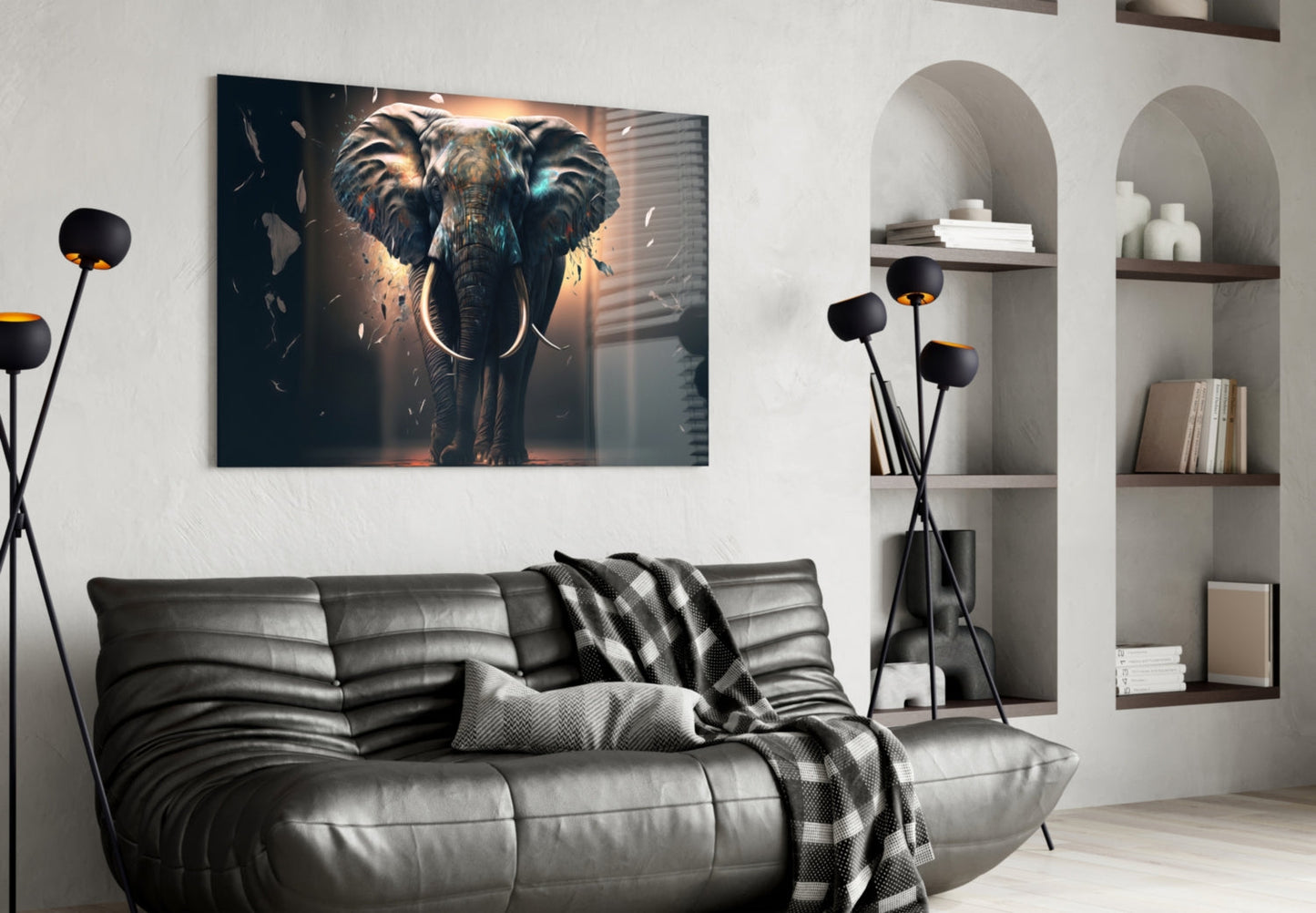 Glory of an Elephant Glass Wall Art  || Designer Collection
