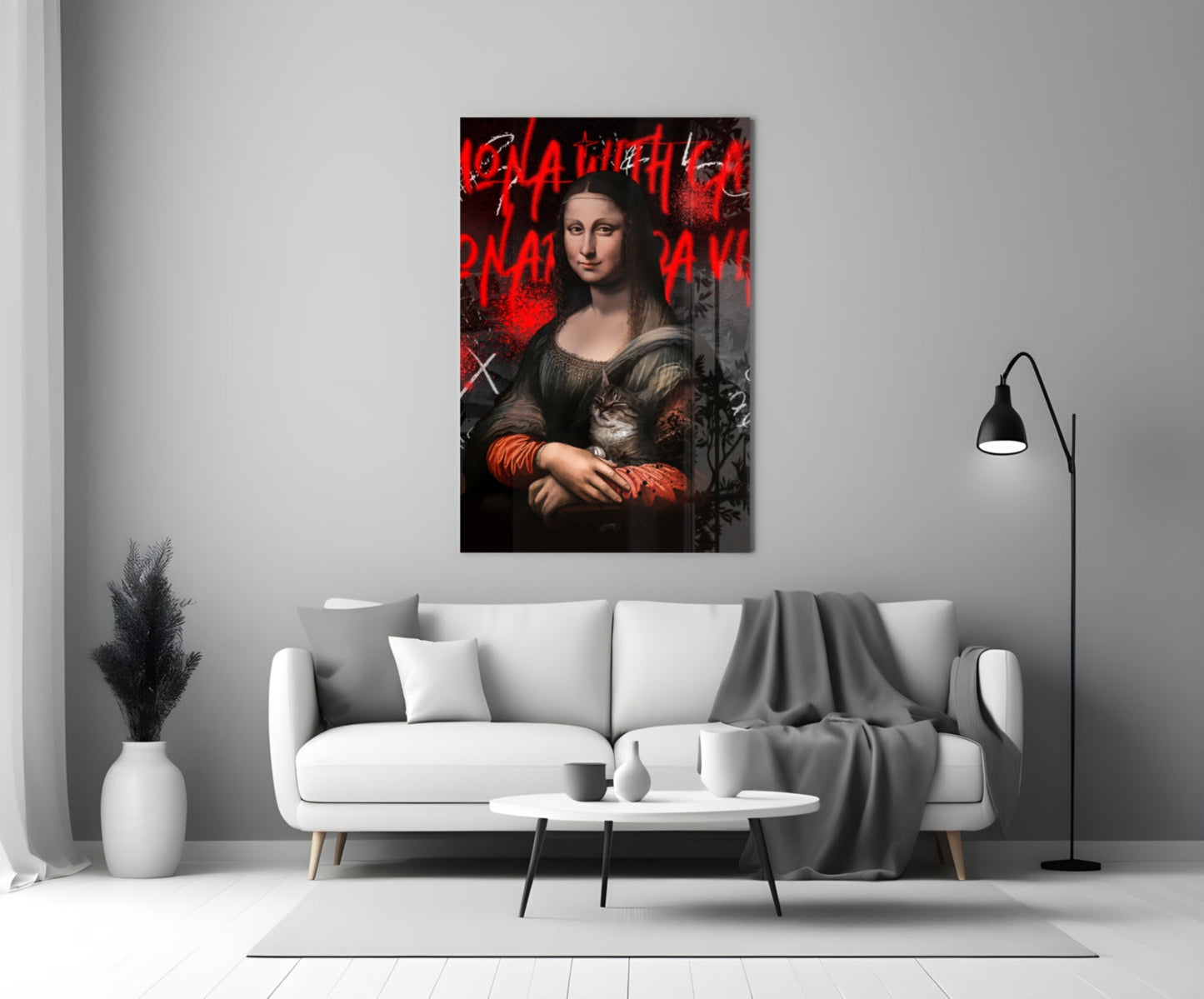 Mona Lisa, The Cat Lover Glass Wall Art || Designer Collection