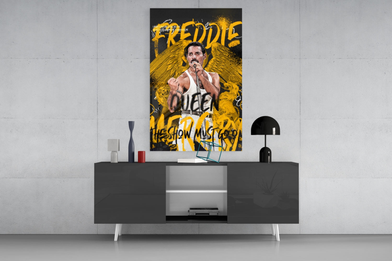 Freddie Mercury, The Queen Glass Wall Art || Designer Collection