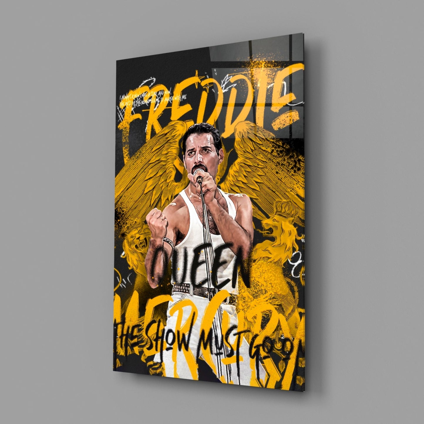 Freddie Mercury, The Queen Glass Wall Art || Designer Collection
