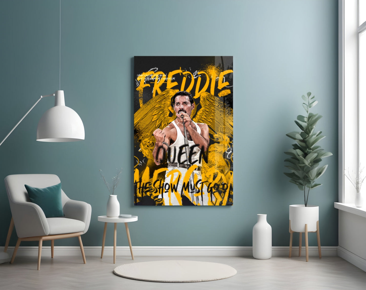Freddie Mercury, The Queen Glass Wall Art || Designer Collection