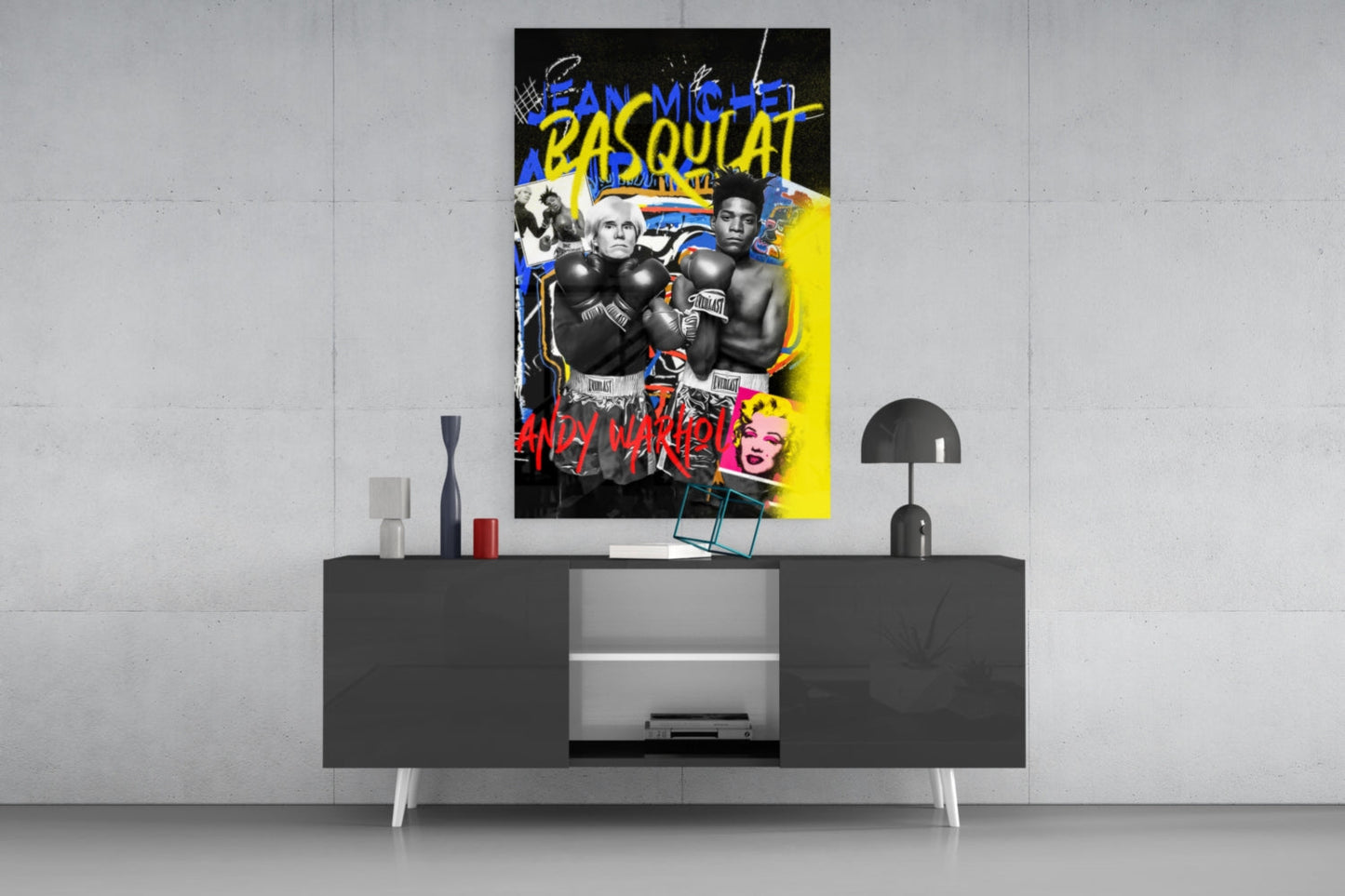 Andy Warhol vs Jean-Michel Basquiat Glass Wall Art || Designer Collection