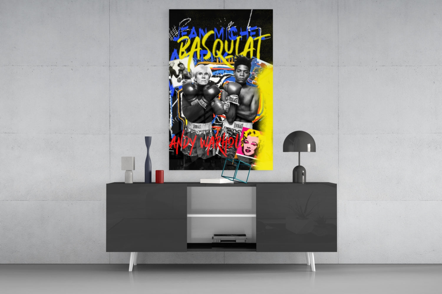 Andy Warhol vs Jean-Michel Basquiat Glass Wall Art || Designer Collection