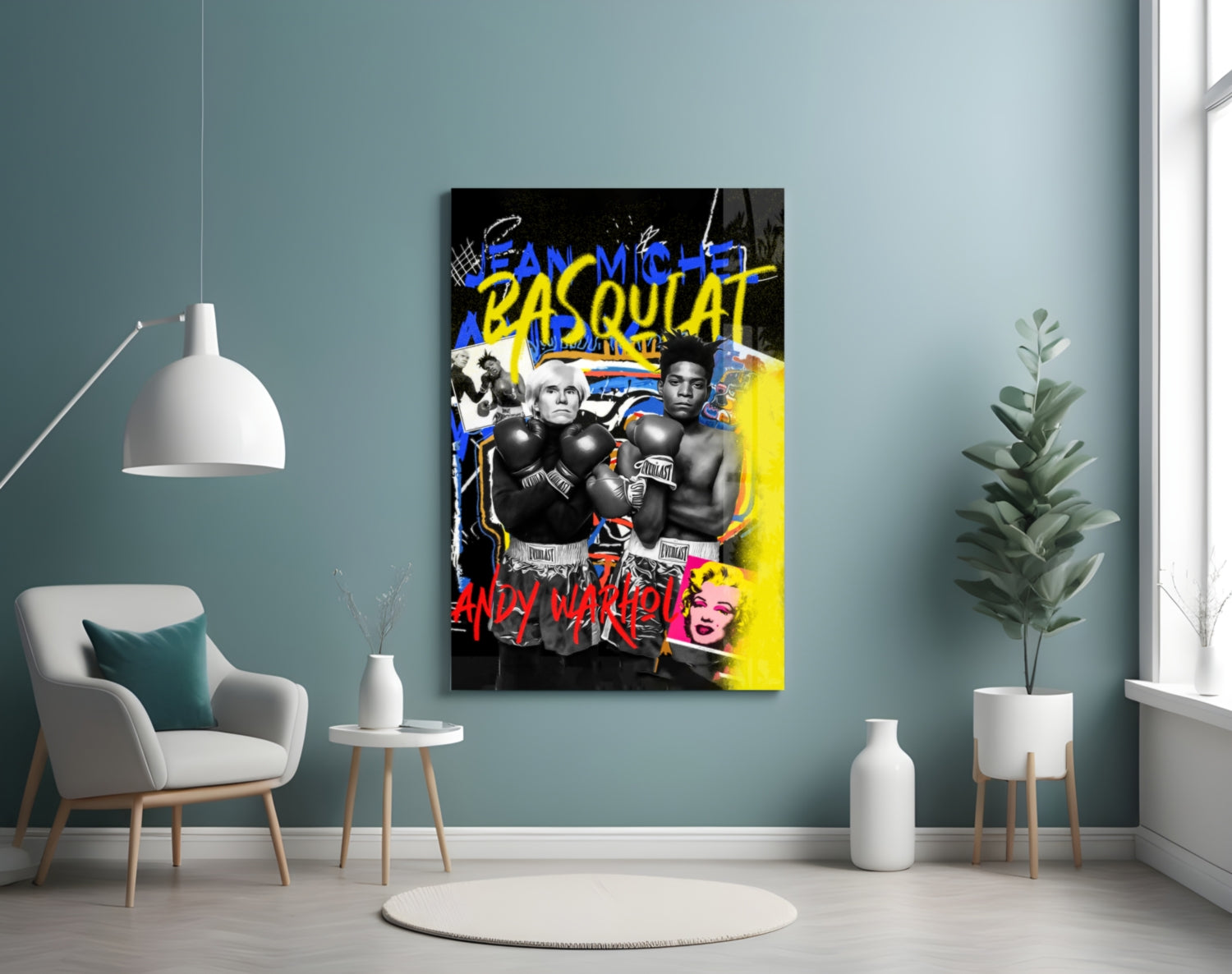 Andy Warhol vs Jean-Michel Basquiat Glass Wall Art || Designer Collection
