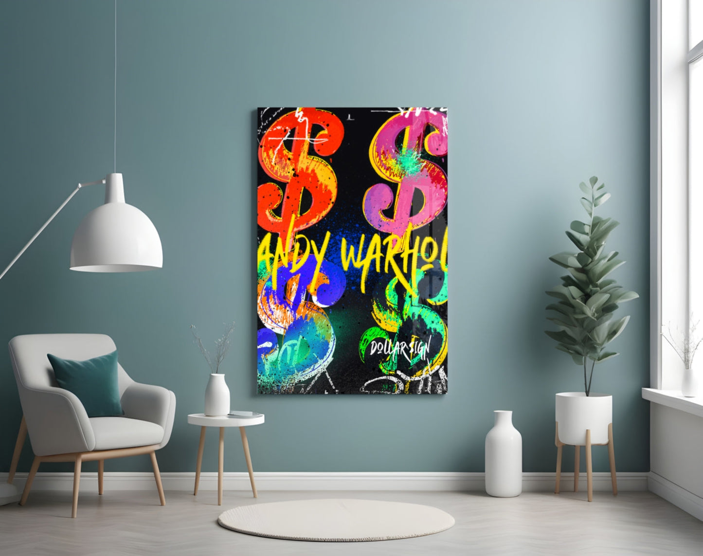 Andy Warhol and Dollar Glass Wall Art || Designer Collection