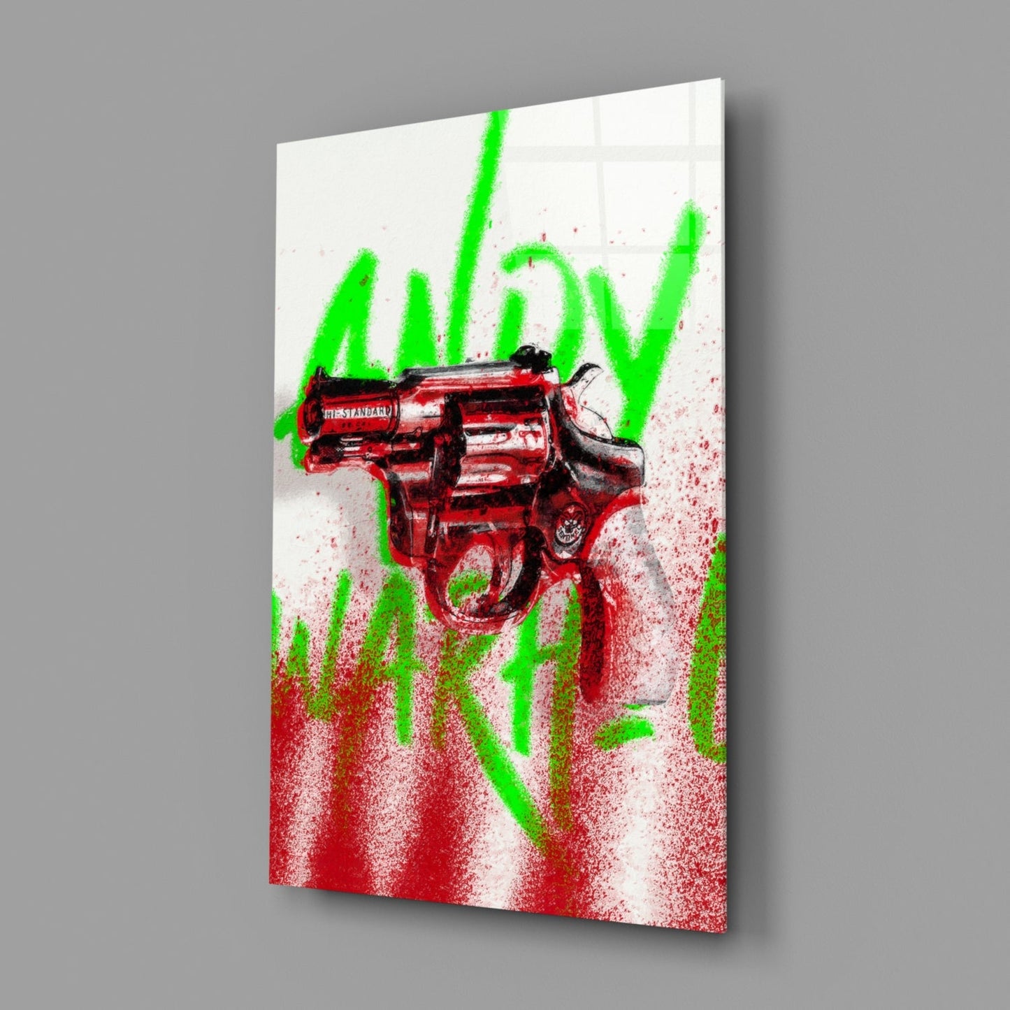 Andy Warhol and Gun Glass Wall Art || Designer Collection
