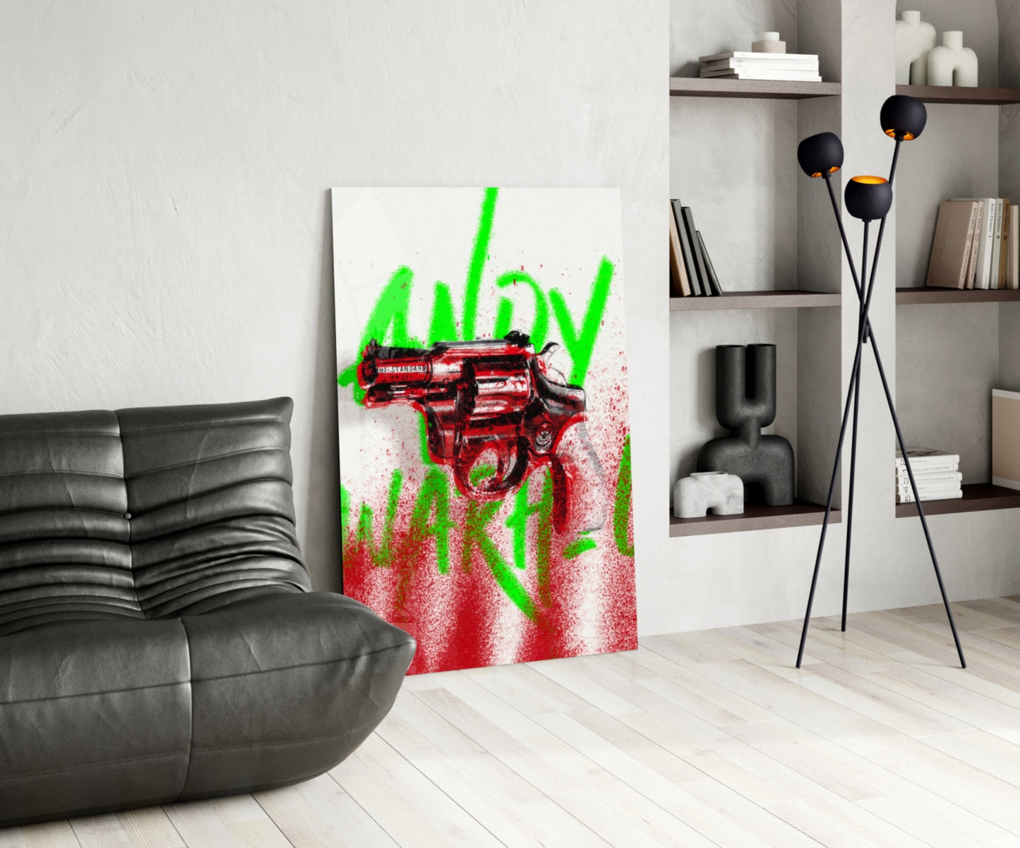 Andy Warhol and Gun Glass Wall Art || Designer Collection