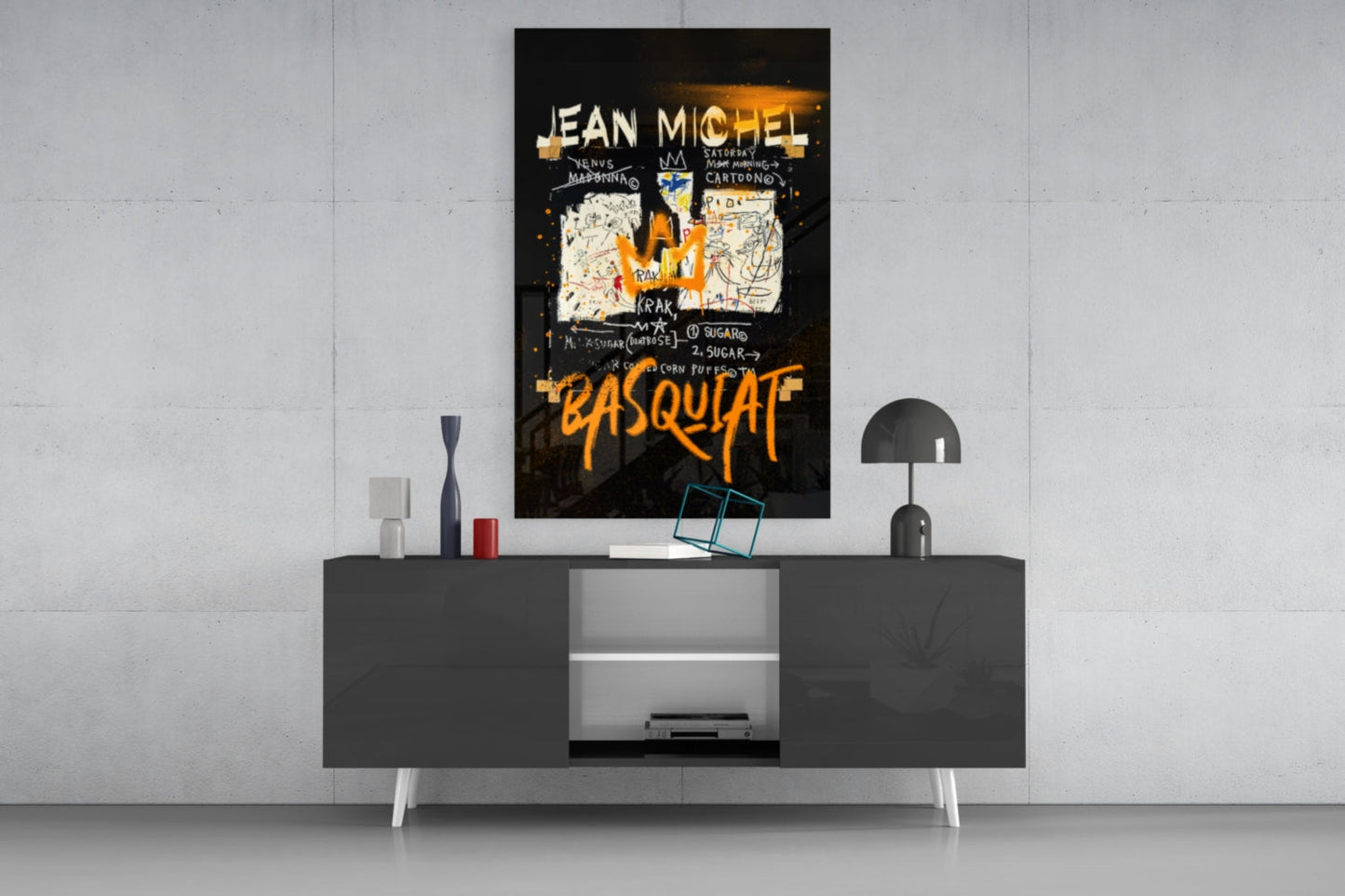 Style of Jean-Michel Basquiat Glass Wall Art || Designer Collection