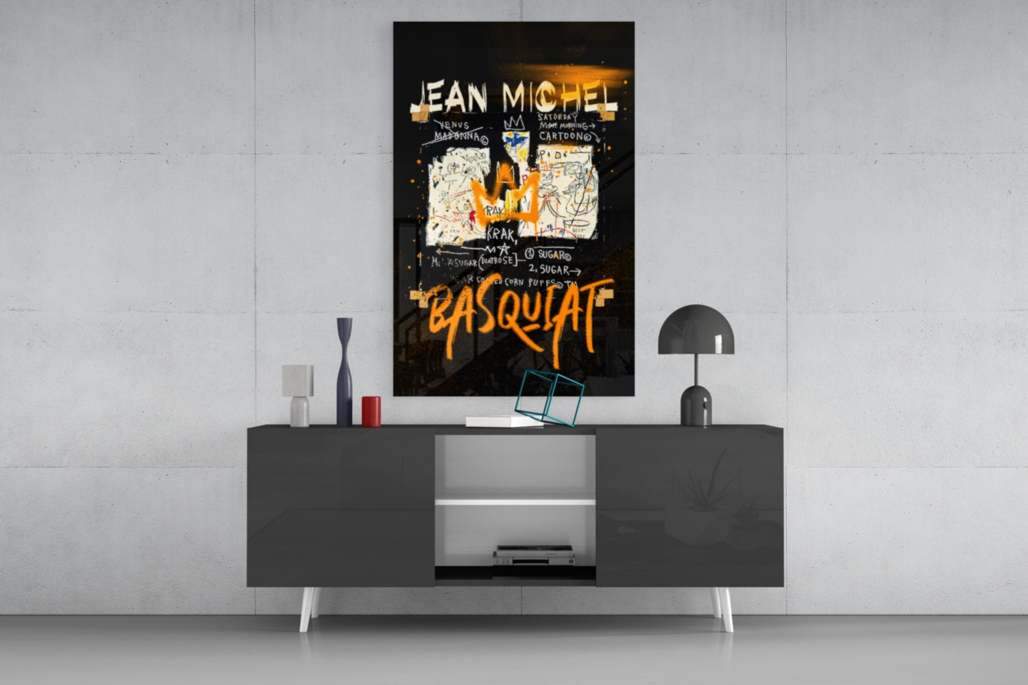 Style of Jean-Michel Basquiat Glass Wall Art || Designer Collection