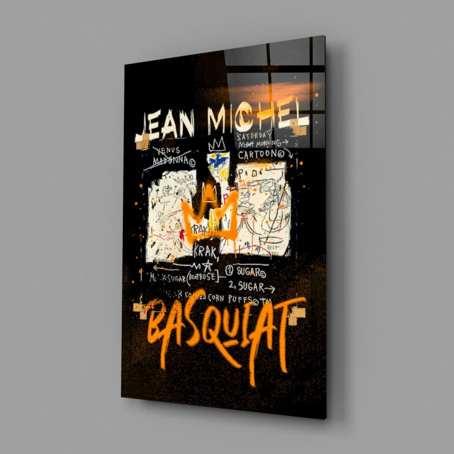 Style of Jean-Michel Basquiat Glass Wall Art || Designer Collection