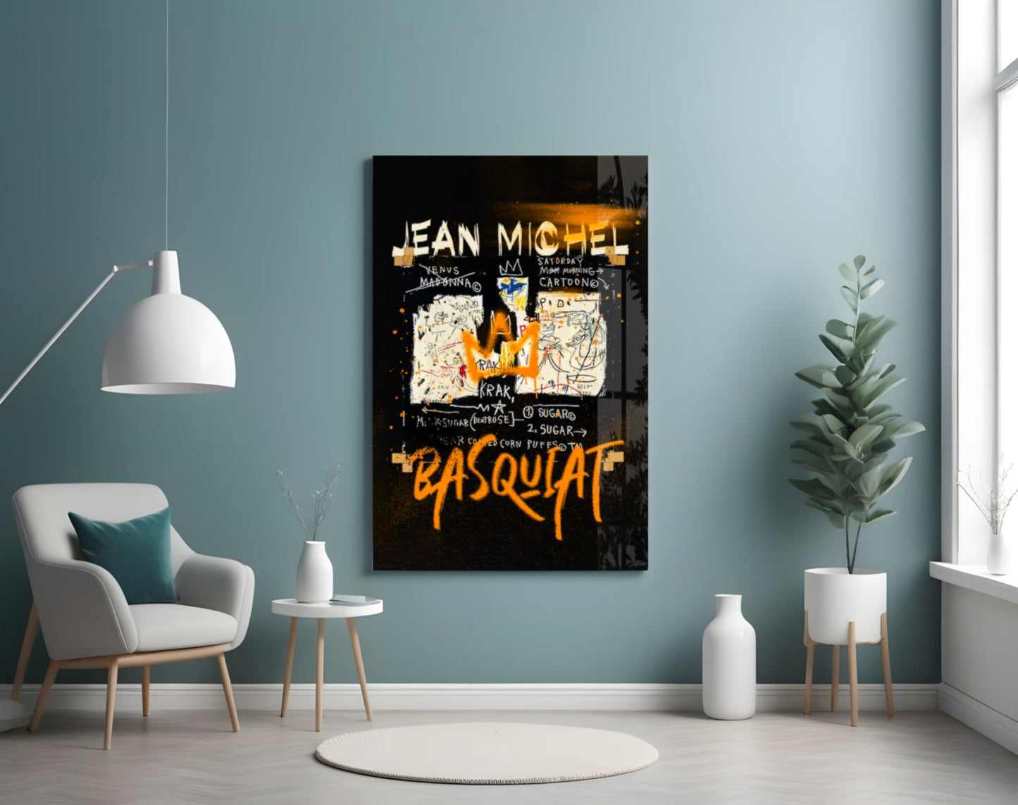 Style of Jean-Michel Basquiat Glass Wall Art || Designer Collection