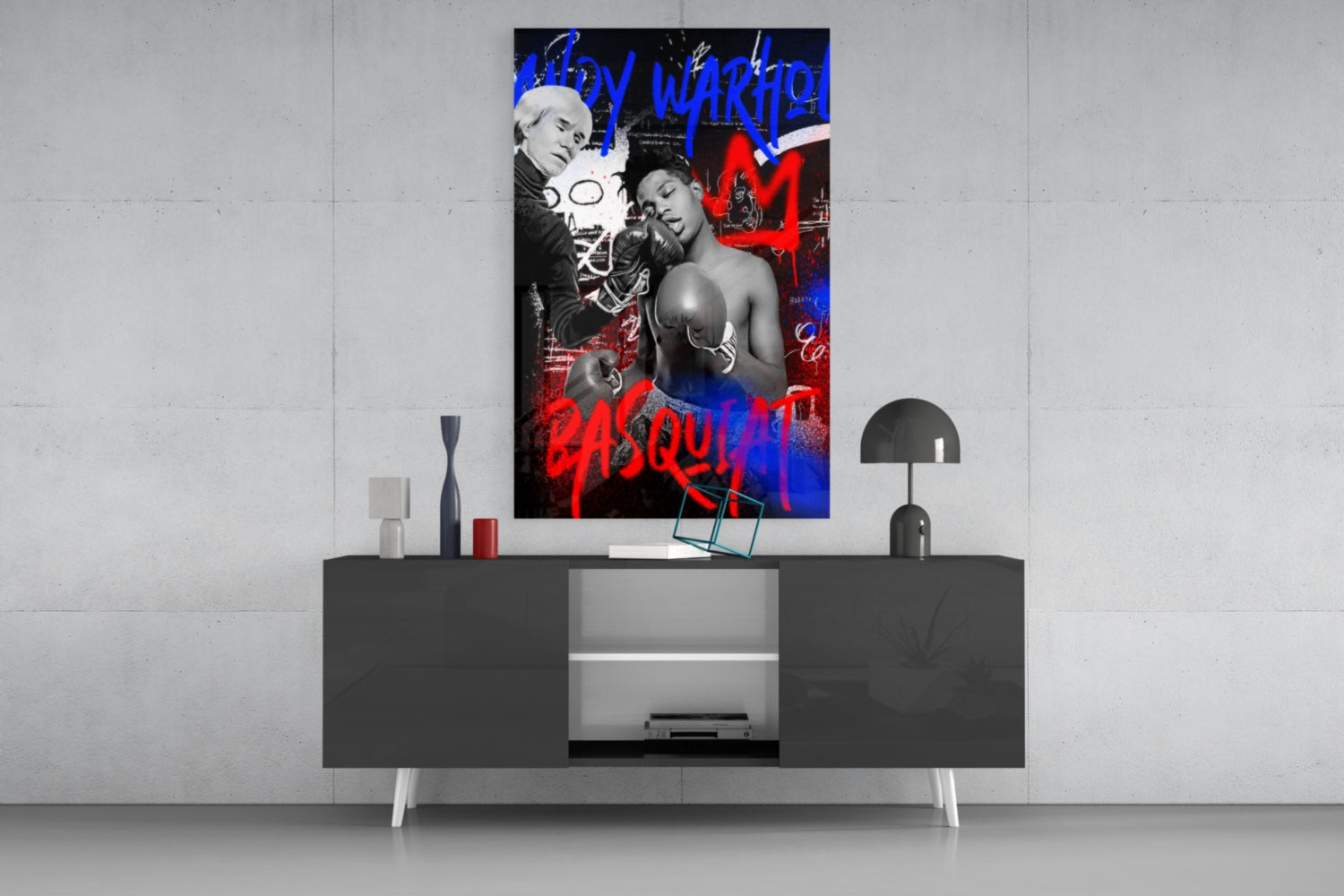 Andy Warhol vs Jean-Michel Basquiat Glass Wall Art || Designer Collection