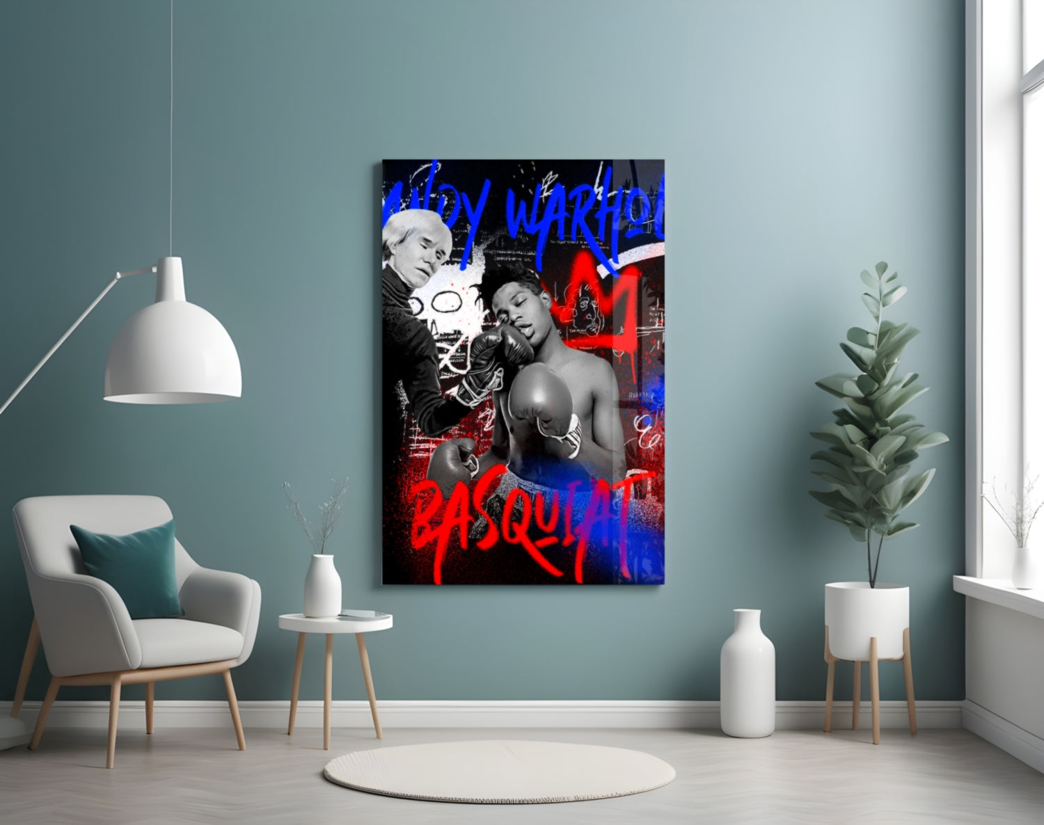 Andy Warhol vs Jean-Michel Basquiat Glass Wall Art || Designer Collection