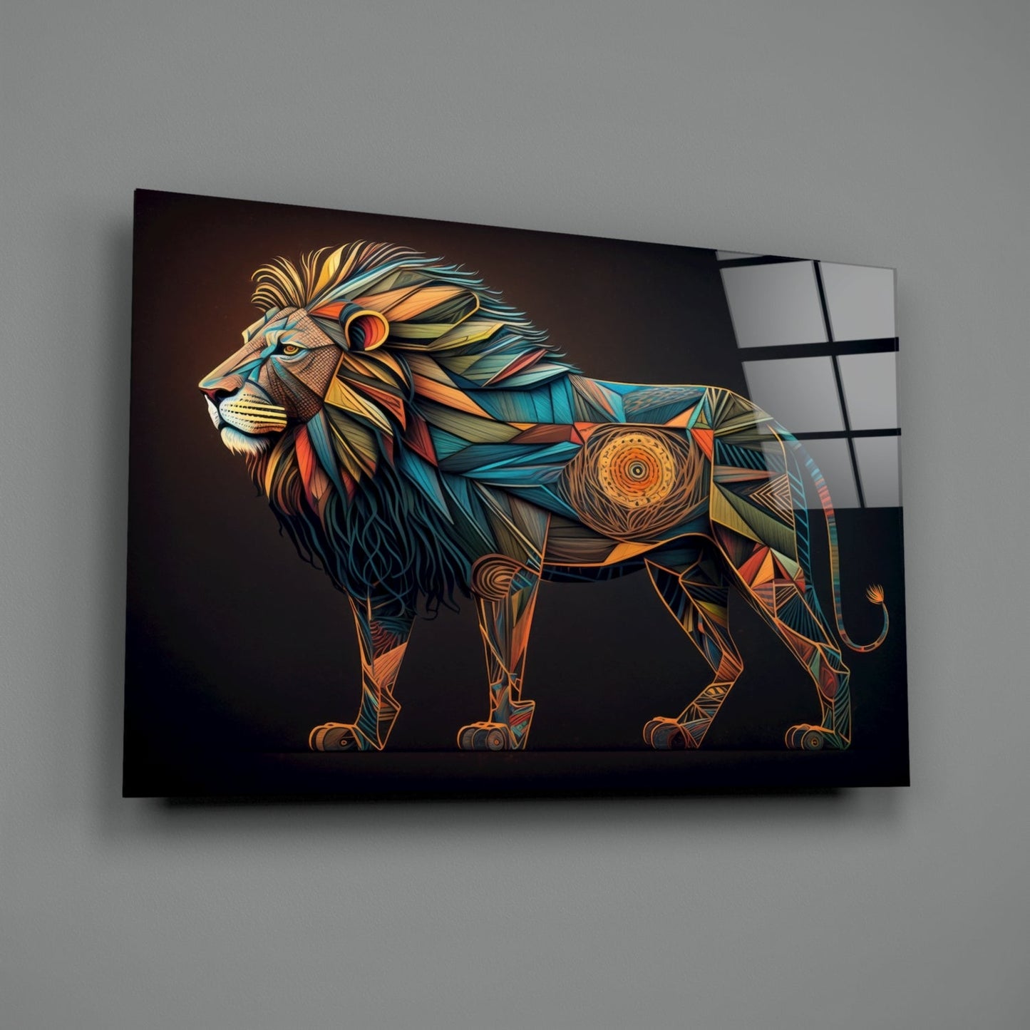 Lion Glass Wall Art || Designer Collection