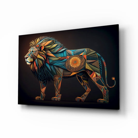 Lion Glass Wall Art || Designer Collection