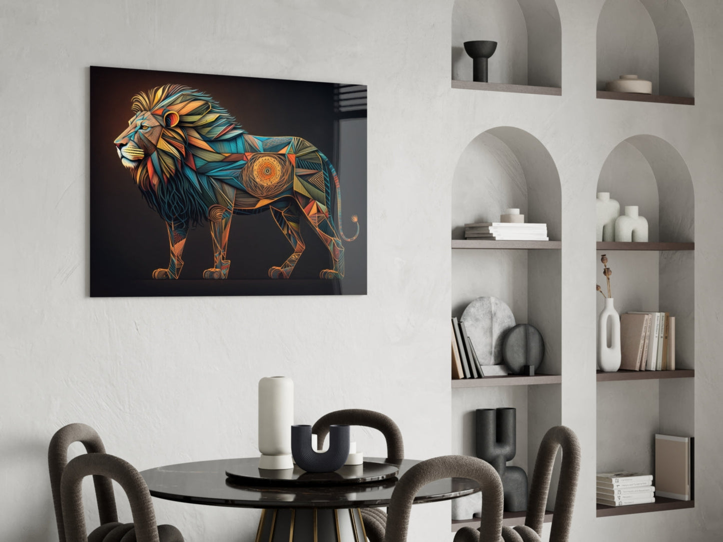 Lion Glass Wall Art || Designer Collection