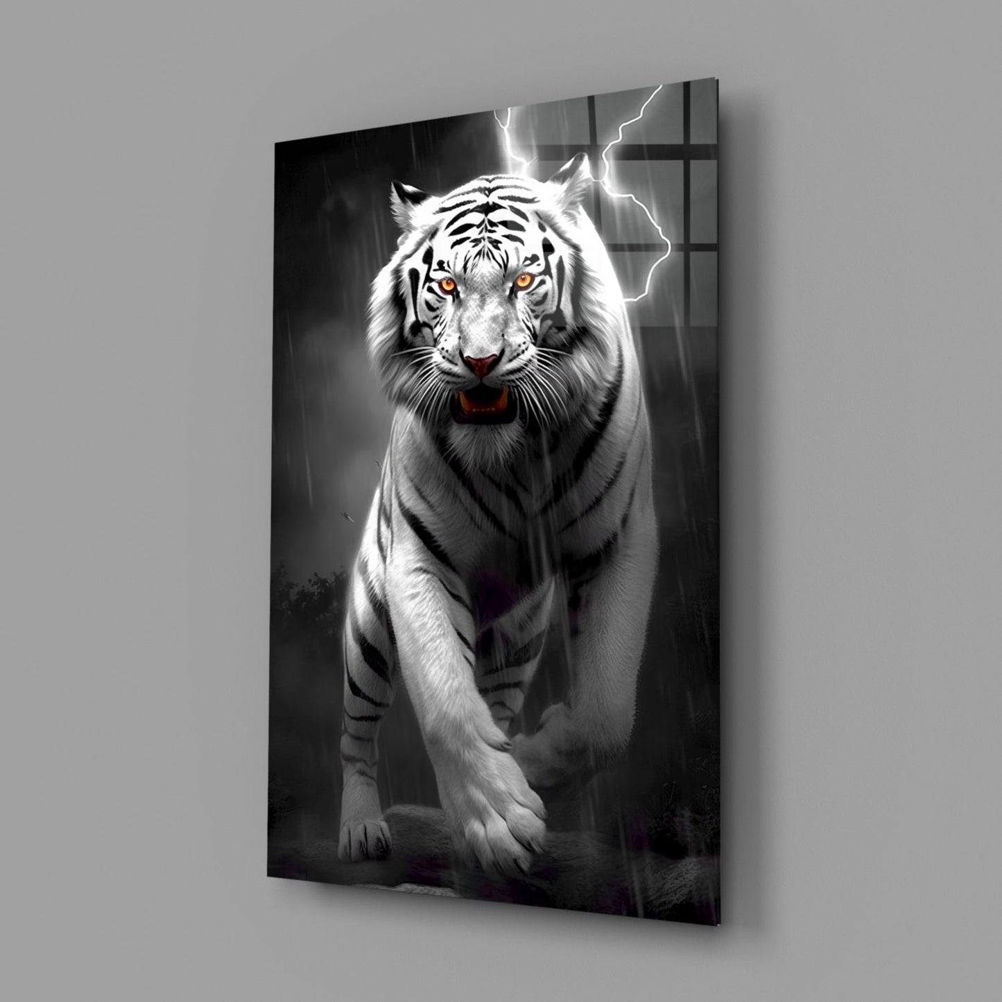 Tiger's Wrath Glass Wall Art || Designer Collection