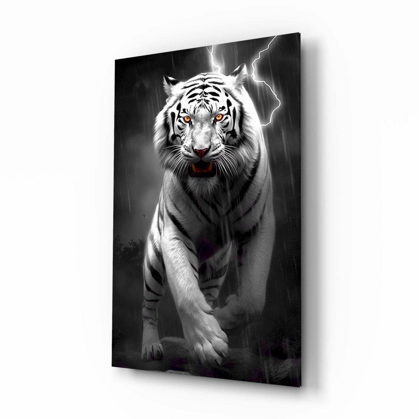 Tiger's Wrath Glass Wall Art || Designer Collection