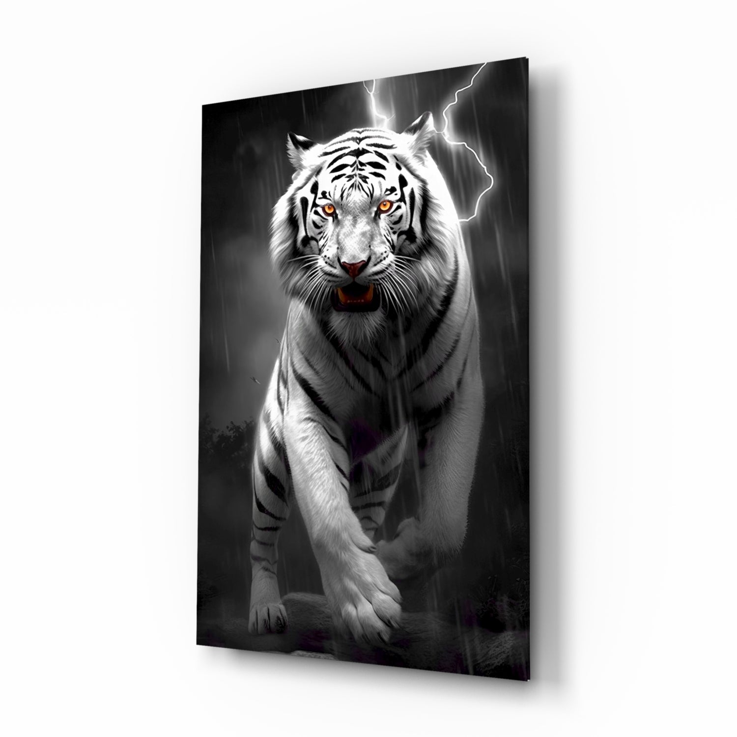 Tiger's Wrath Glass Wall Art || Designer Collection