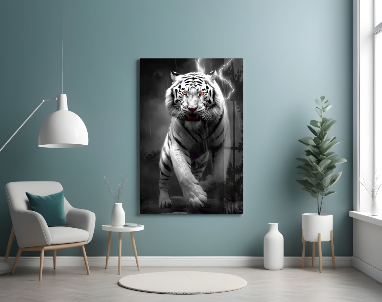 Tiger's Wrath Glass Wall Art || Designer Collection