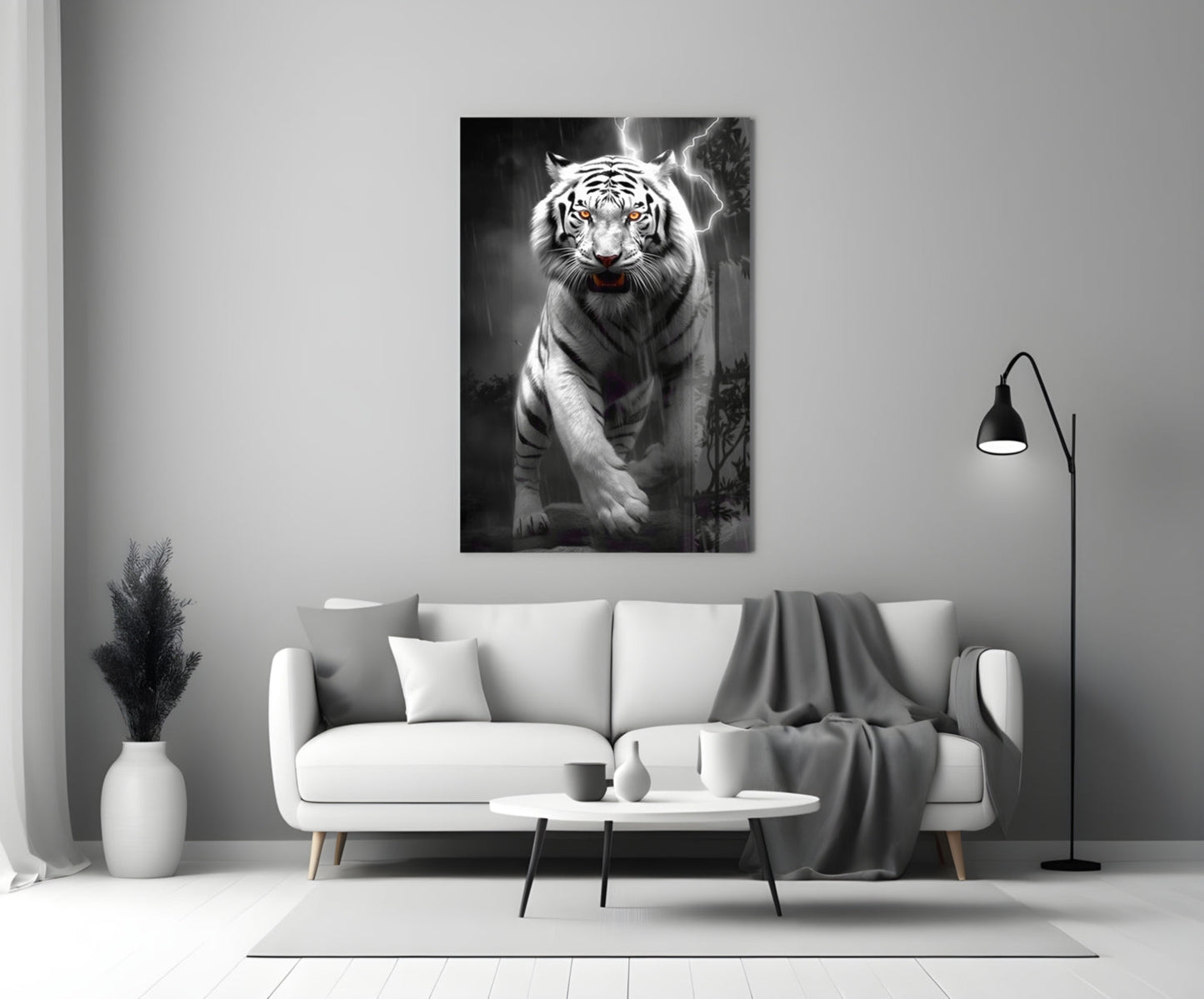 Tiger's Wrath Glass Wall Art || Designer Collection