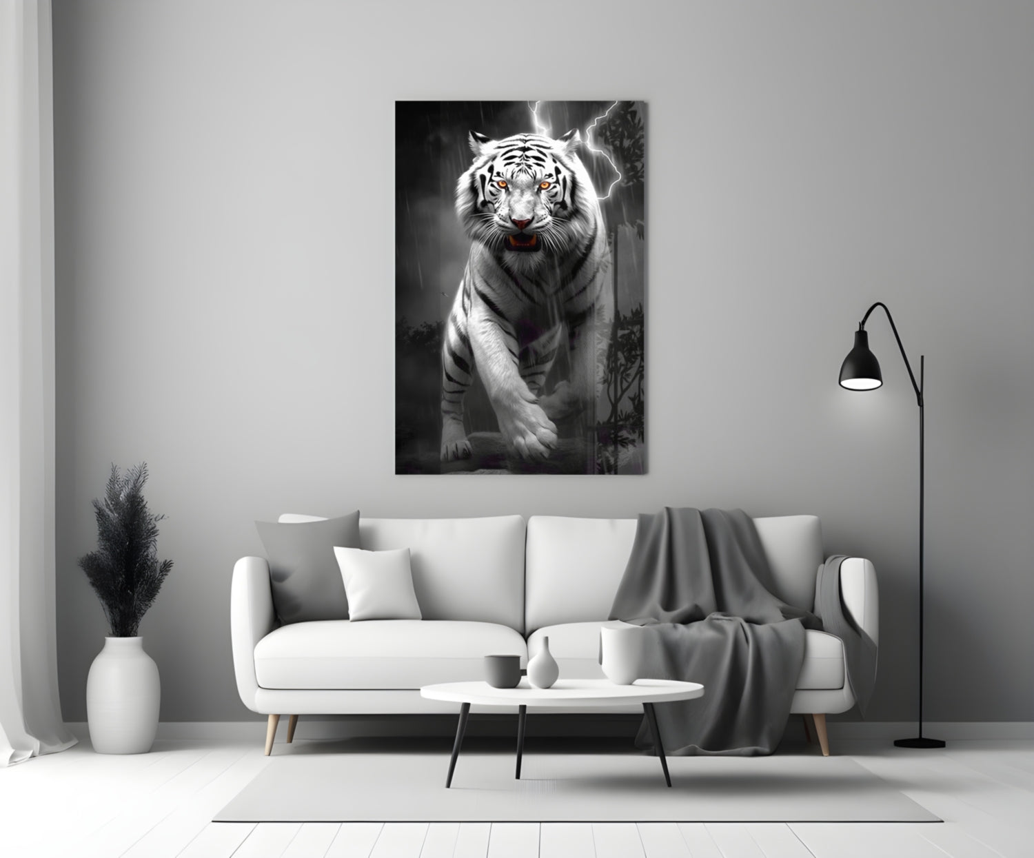 Tiger's Wrath Glass Wall Art || Designer Collection