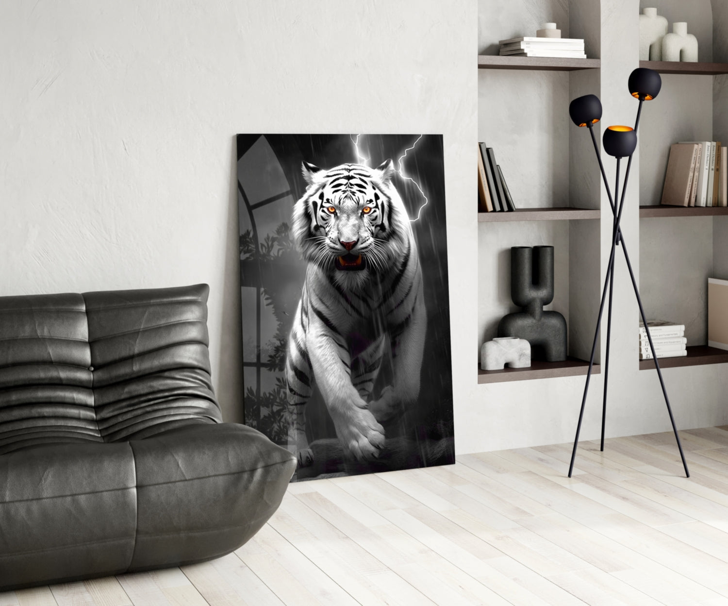 Tiger's Wrath Glass Wall Art || Designer Collection