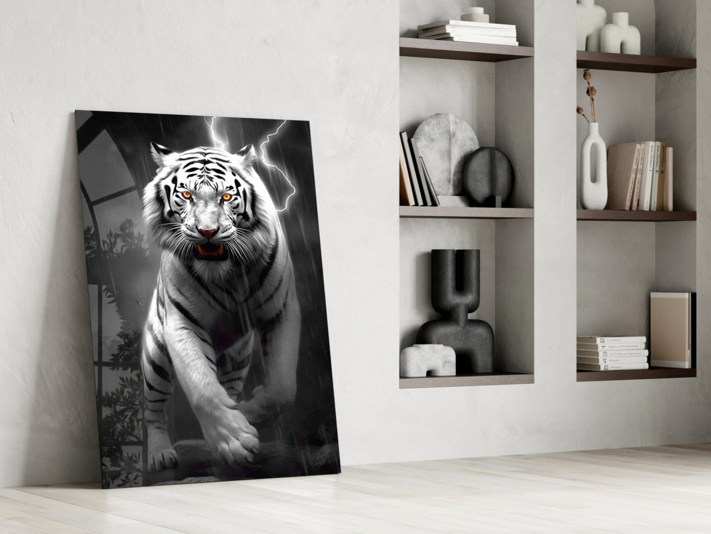 Tiger's Wrath Glass Wall Art || Designer Collection