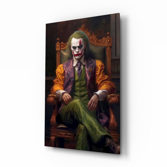 Joker in the Throne Glass Wall Art || Designer Collection