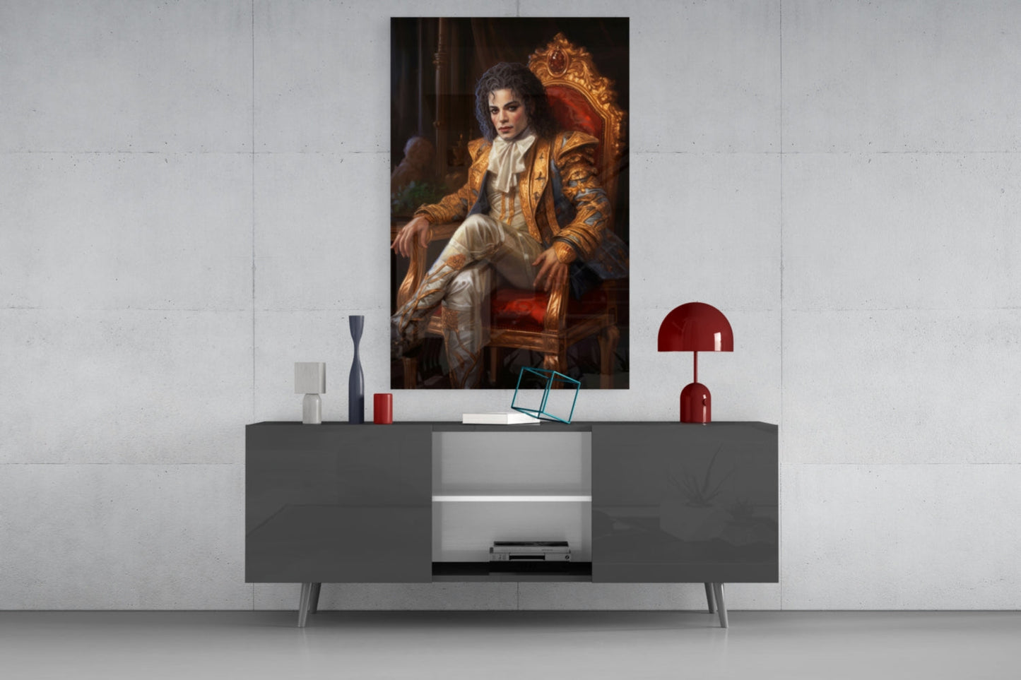 Michael Jackson in the Throne Glass Wall Art || Designer Collection