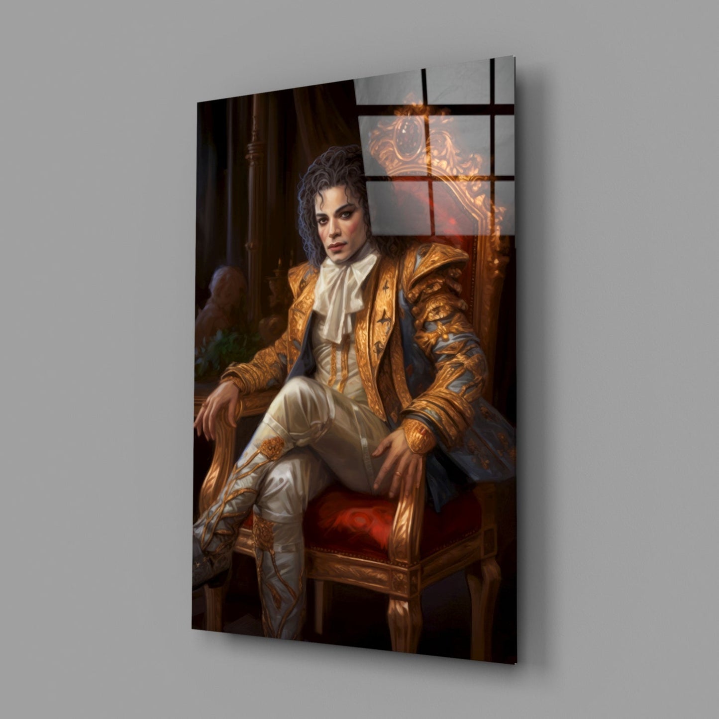 Michael Jackson in the Throne Glass Wall Art || Designer Collection