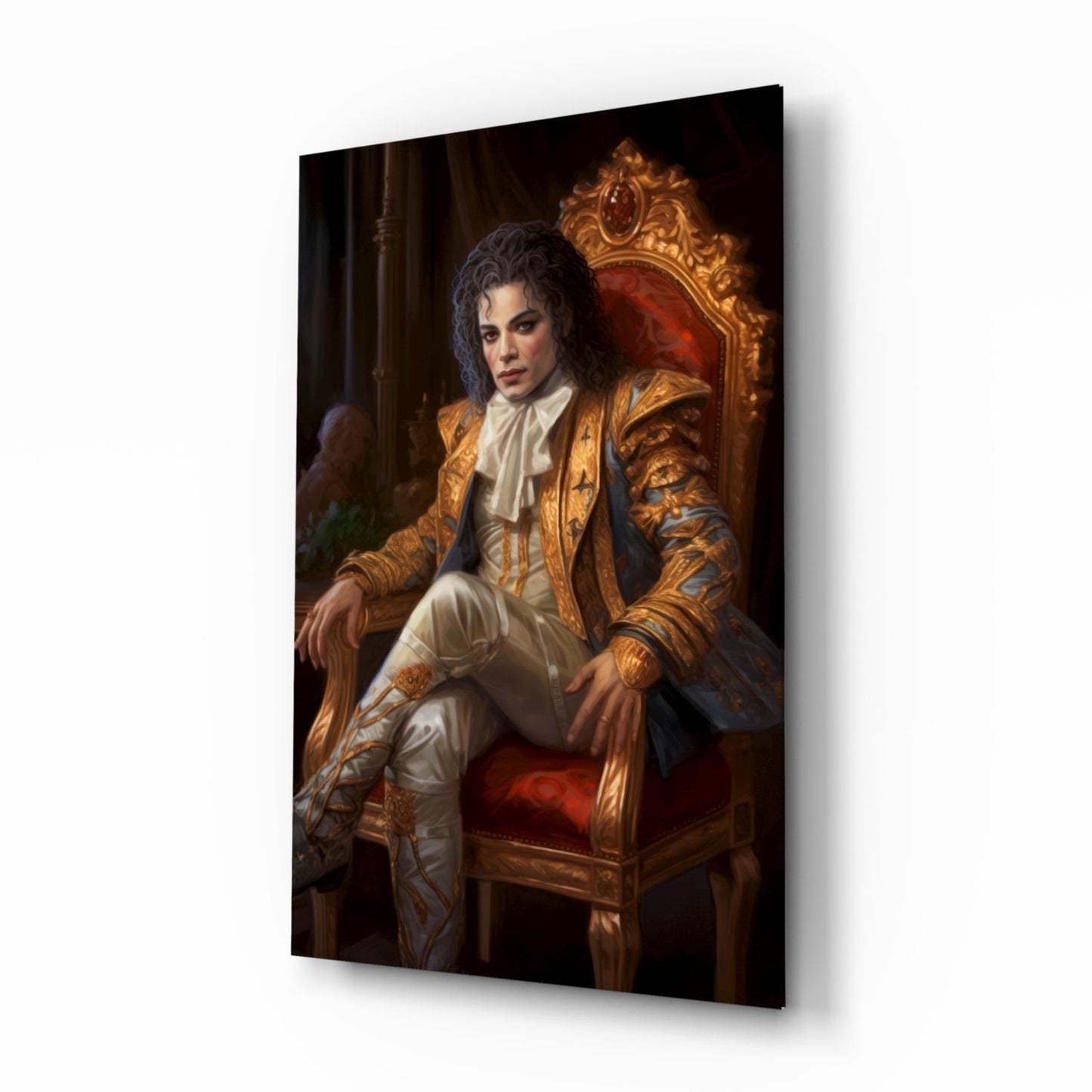 Michael Jackson in the Throne Glass Wall Art || Designer Collection
