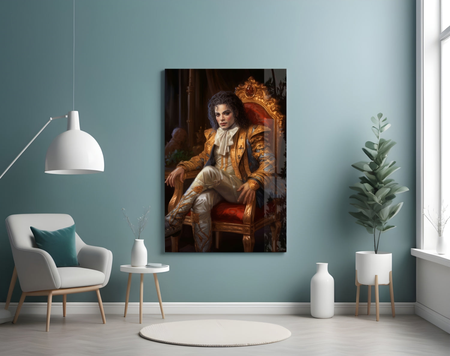 Michael Jackson in the Throne Glass Wall Art || Designer Collection