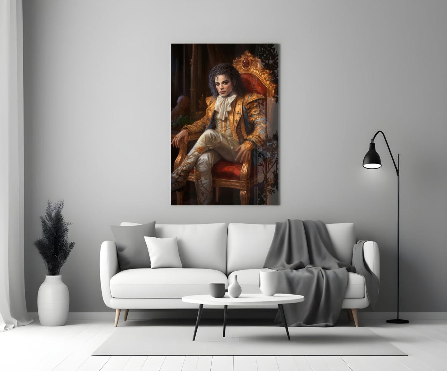 Michael Jackson in the Throne Glass Wall Art || Designer Collection