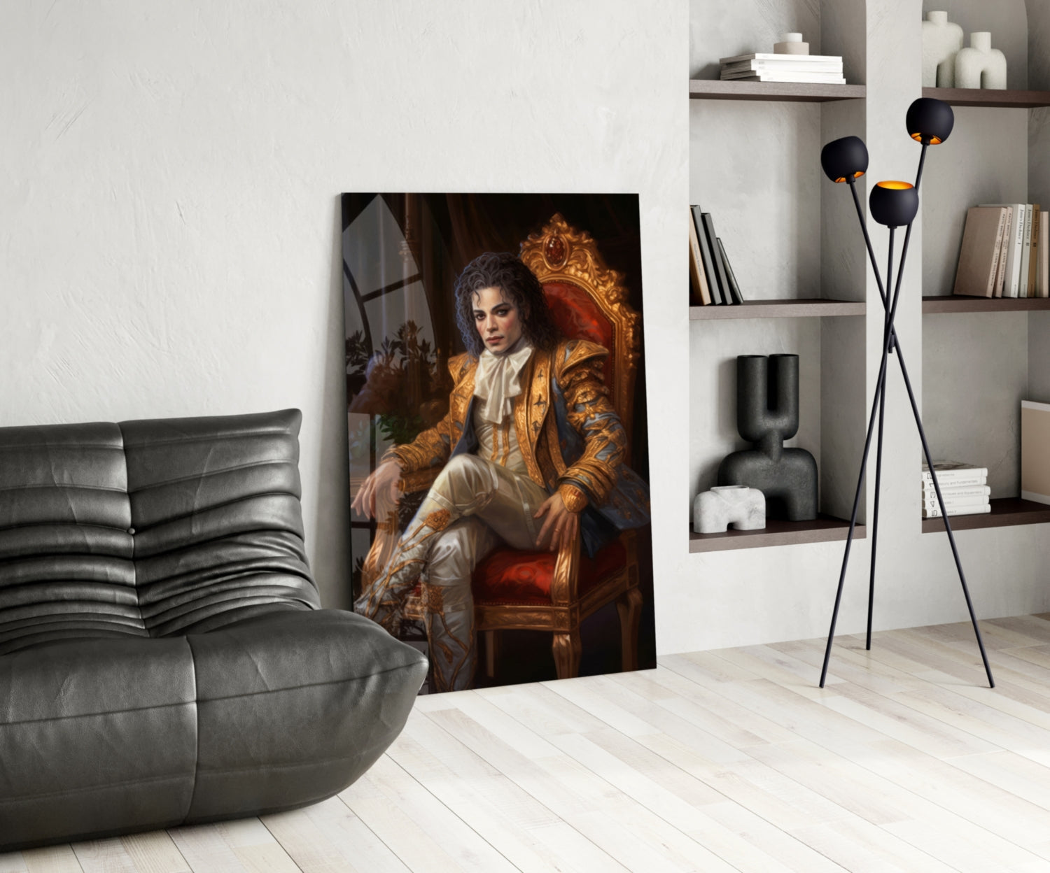 Michael Jackson in the Throne Glass Wall Art || Designer Collection