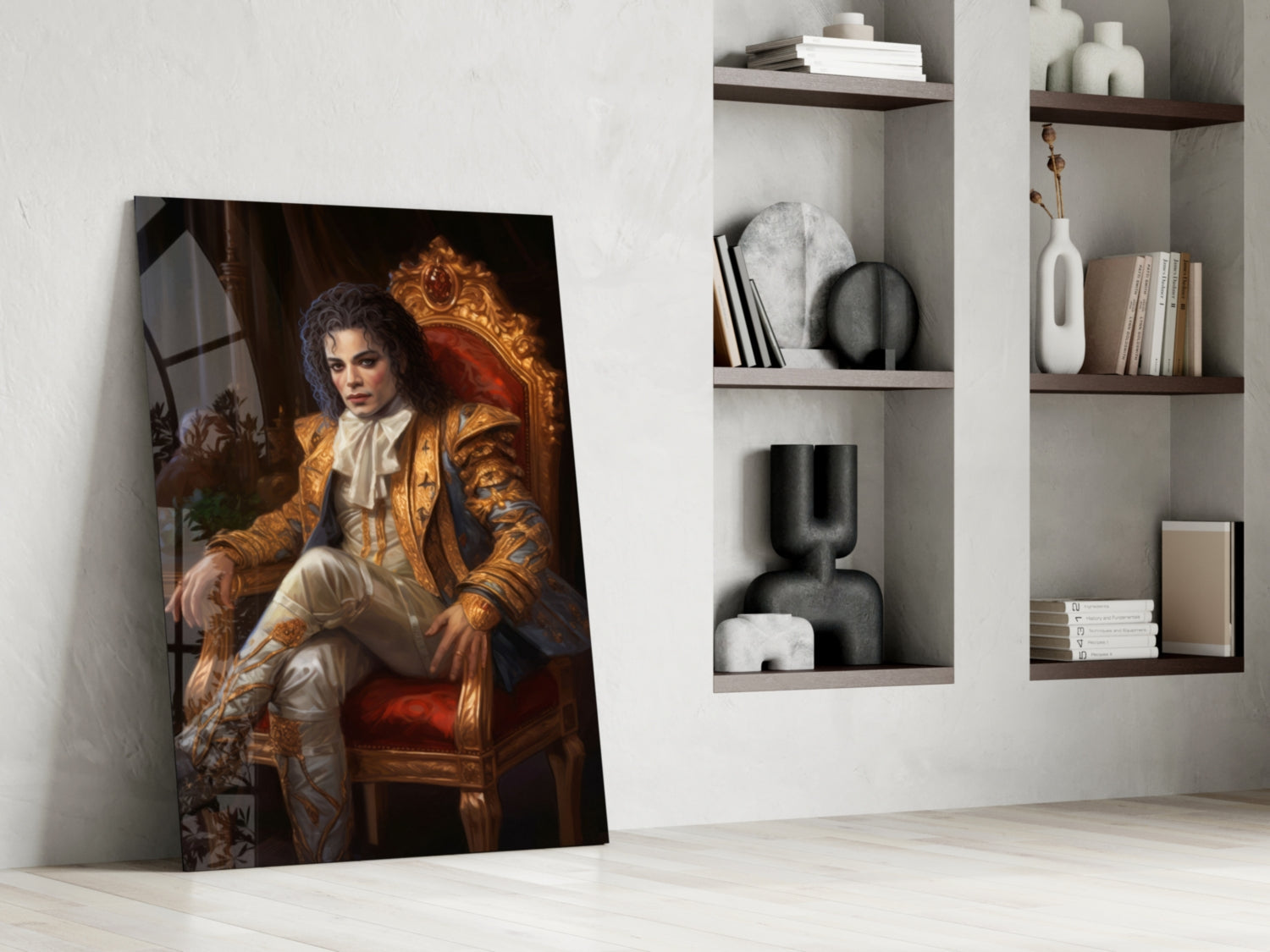 Michael Jackson in the Throne Glass Wall Art || Designer Collection