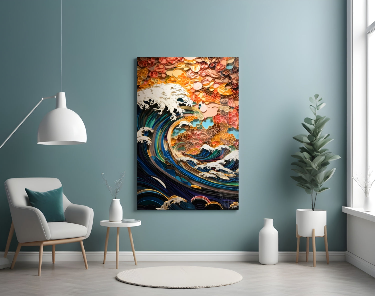 Waves, Trees or Mountains Glass Wall Art || Designer's Collection