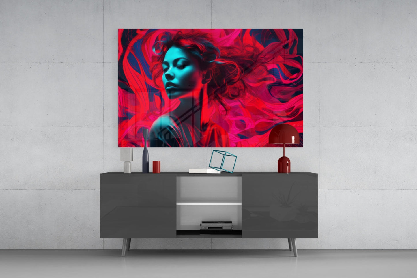 Red Feelings Glass Wall Art || Designer Collection