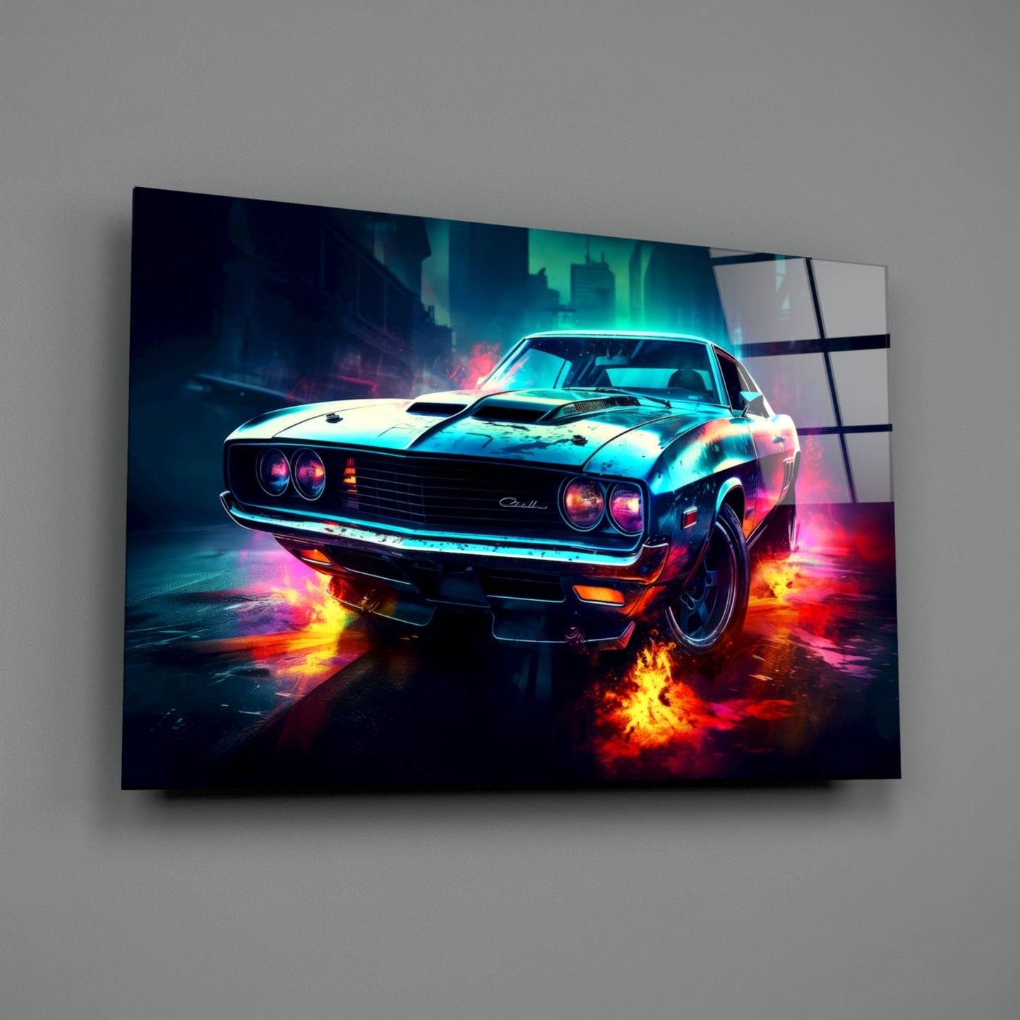 1970 Dodge Challenger  Glass Wall Art || Designer Collection