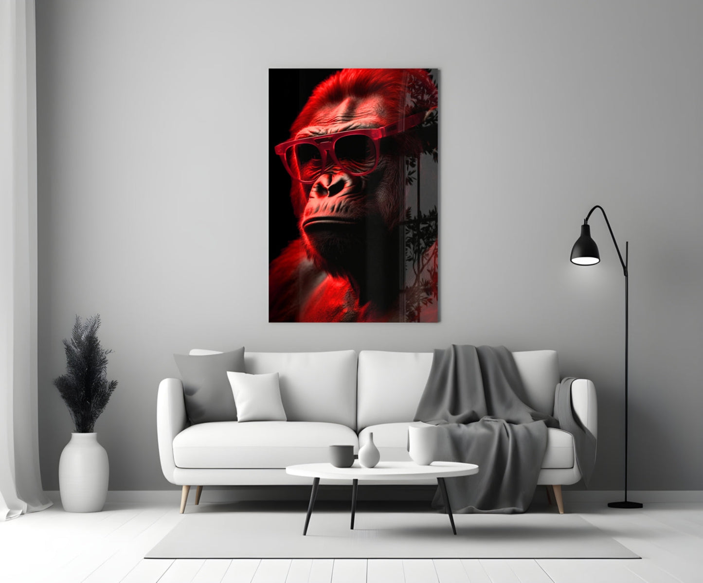 Ape the Thinker Glass Wall Art || Designer Collection