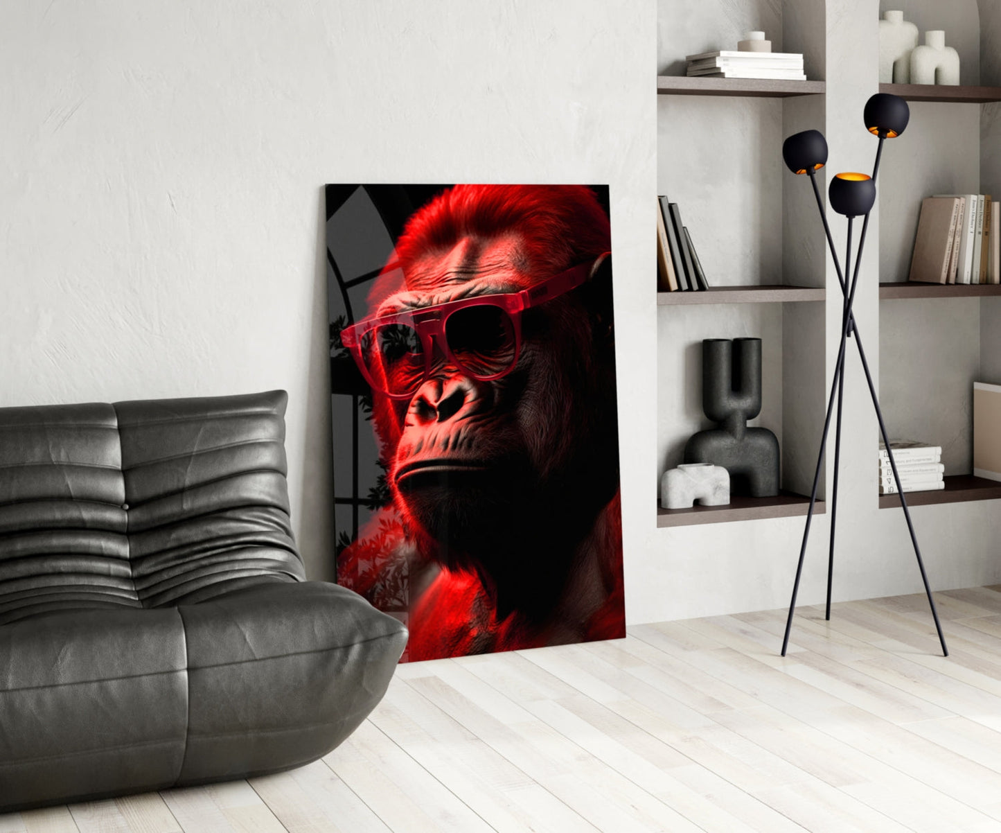 Ape the Thinker Glass Wall Art || Designer Collection