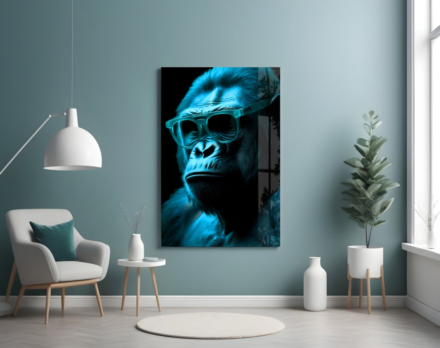Ape the Thinker Glass Wall Art || Designer Collection
