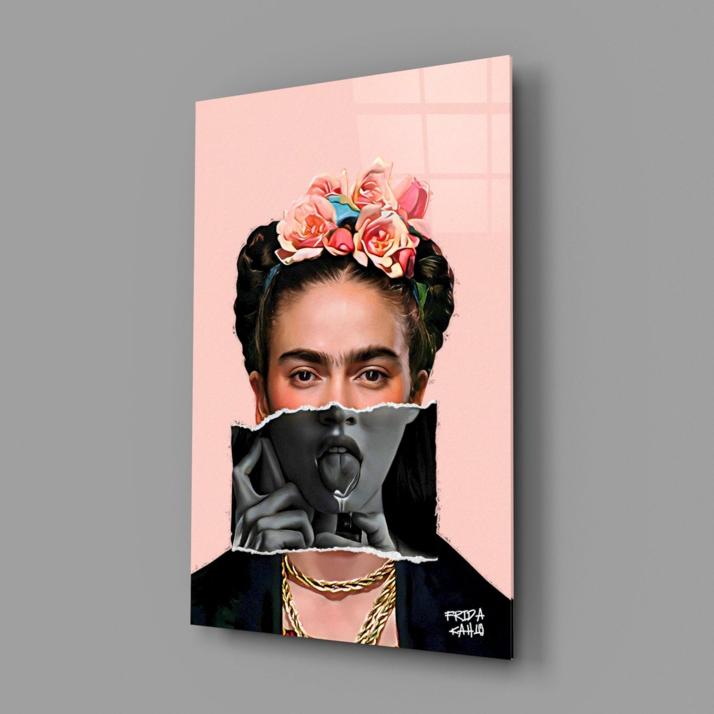 Contemporary Kahlo Glass Wall Art || Designer Collection